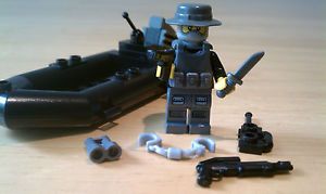 Lego Gray Police with Boat Army Soldier Marine Navy Military Special Forces
