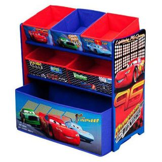 Toy Box Multi Bin Organizer Cars Disney Pixir Theme Six Fabric Storage Bins