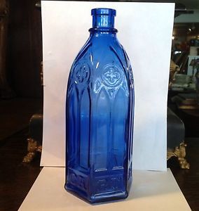 Vintage Large Carter Cobalt Blue Cathedral Ink Bottle