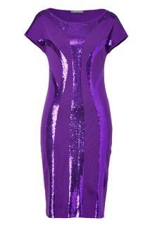 Purple Sequined Wool Dress by ALBERTA FERRETTI