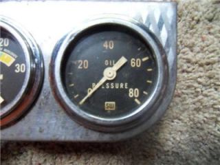Vintage Stewart Warner Gauge Panel Vacuum Oil Pressure