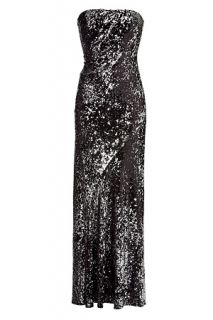 Black and Silver Strapless Sequin Gown by DONNA KARAN