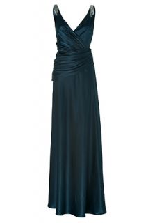 Teal Silk Satin Gown with Crystal Embellishment by COLLETTE DINNIGAN