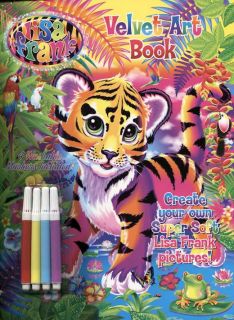 Lisa Frank Velvet Art Coloring Book for Children with 4 Markers
