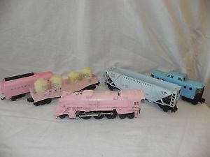 RARE 1957 Original Set of 5 Lionel O Scale Pink Girls Train Set 2037 Engine Nice