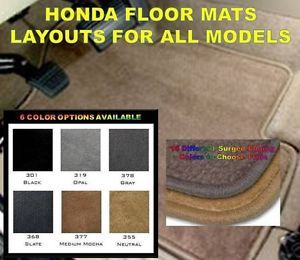 Honda Floor Carpet Car Truck Mats Custom 4 PC Set 2 Fronts 2 Rears