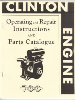Clinton 700 Series Engine Operating Manual Parts List