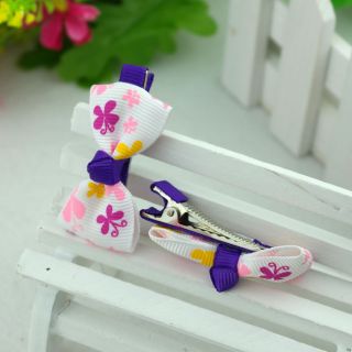 One Pair 2pcs Purple Butterfly Barrettes Hairclips Baby Girl Toddler 030