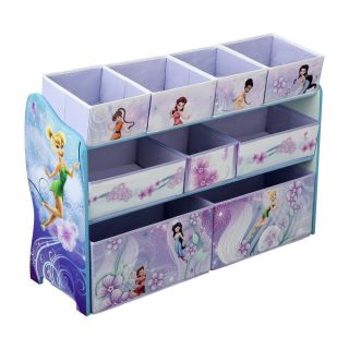 Deluxe Disney Tinkerbell Fairies Toybox Storage Toy Organizer 9 Bin Set Bed Room