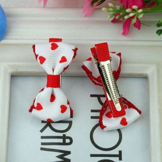 2pcs 1 Pair Lovely Cute Lace Red Heart Baby Girl Toddler Bow Haicclips 067