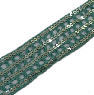 8 Yard Sari Border 2 5" w Hand Beaded Sequin Lace Trim Craft Deco Aqua Green