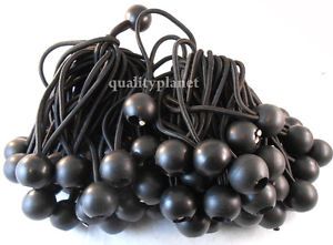 100pc 6" Black Ball Bungee Cord Tarp Bungee Tie Down Canopy Straps