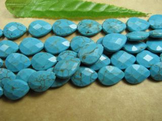 15" Faceted Turquoise Stone Teardrop Beads 17mm SH23