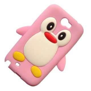 For Samsung Galaxy Note II N7100 2pcs Pink Penguin Soft Silicone Gel Case Cover
