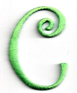 Script Letters Lime Green Script Letter "C" Iron on Embroidered Applique