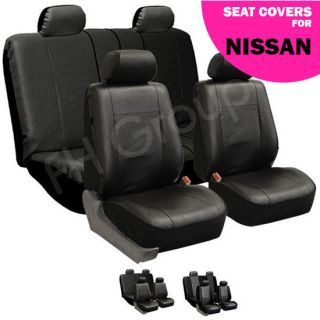 Black PU Leather Auto Seat Cover Full Set for Nissan