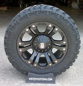 20x10 KMC XD Monster Black Nitto Trail Grappler LT305 55R20 Tires Chevy GMC 1500