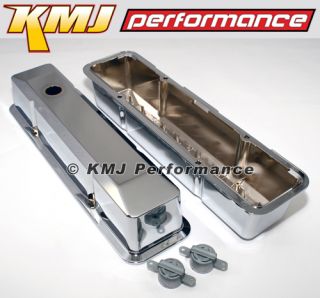 Small Block Chevy 350 Tall Style Chrome Plated Smooth Top Aluminum Valve Covers