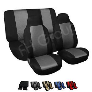 FH FB102112 Fabric Car Seat Covers Solid Bench Gray