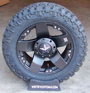 20x10 KMC XD Rockstar Black Nitto Trail Grappler 305 55R20 Tire Chevy GMC 1500