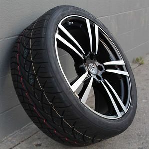 22" Porsche Cayenne Wheels and Tires Black Machine Face Nitto NT420 Tires
