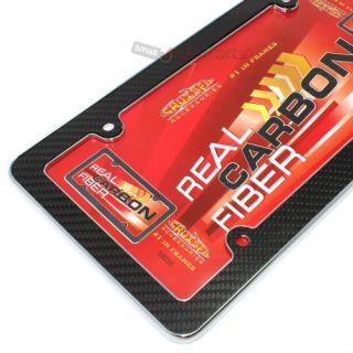Real Carbon Fiber License Plate Tag Frame Inlaid in Chrome for Auto Car Truck