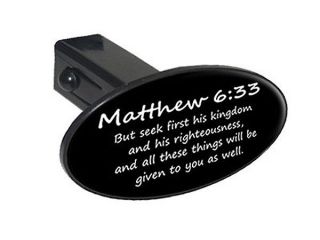 Matthew 6 33 Christian Bible Verse Oval 1 25" Tow Hitch Cover Plug Insert