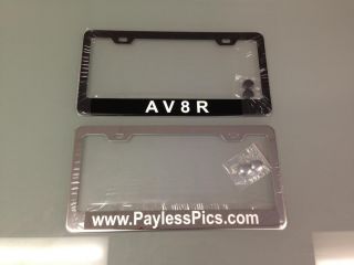Custom Printed Black Metal License Plate Frame with Your Text Decal Sticker A