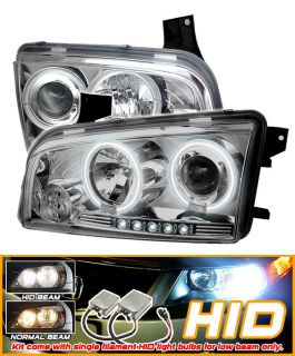 Xenon HID 06 10 Dodge Charger CCFL Halo Projector Headlights