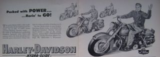 1953 Harley Davidson Panhead Motorcycle Ad w Leather Saddl No Helmet Rider