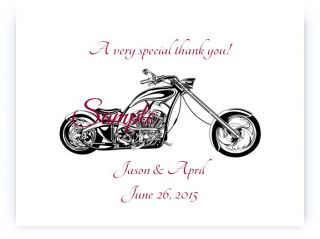 100 Personalized Harley Davidson Motorcycle Bridal Wedding Thank You Cards
