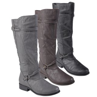 Journee Collection Women's 'Harley' Buckle Accent Wide Calf Boots