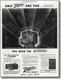 1939 Zenith Wavemagnet Long Distance Radio Print Ad
