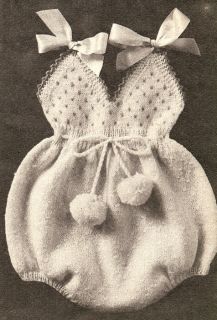 Vintage Knitting Pattern Baby Infant Coat Romper Bonnet