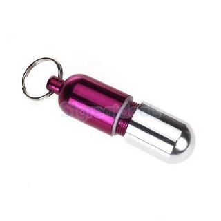 Waterproof Aluminum Alloy Pill Container Fob Holder Box Keeper Key Ring Keychain
