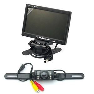 7" TFT LCD Color Car Rearview Headrest Monitor IR Remote License Plate Camera