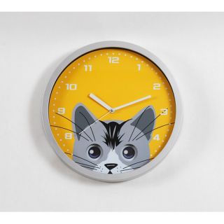 Ashton Sutton Cat Eye Pendulum Wall Clock in Silver Resin