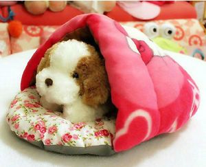 New Small Half Covered Pet Dog Cat Bed Soft Warm Cotton House Cute Sleeping Bag