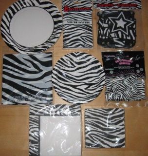 Zebra Birthday Party Baby Shower Plate Napkin Tablecloth Banner Mints Invitation