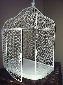 New Shabby Vintage Country Chic Decorative Bird Cage 20" in White