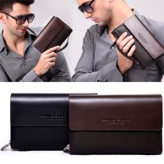 Men's Faux Leather Clutch Cards Money Clips Phone Pocket Double Zipper Bag AP158