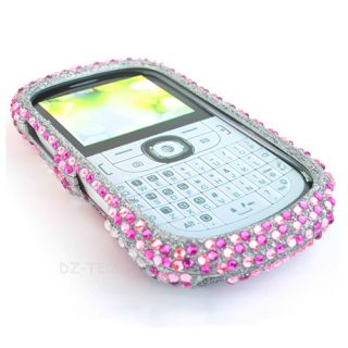 Pink Heart Bling Diamond Hard Case Cover Alcatel One Touch 871A at T Accessory