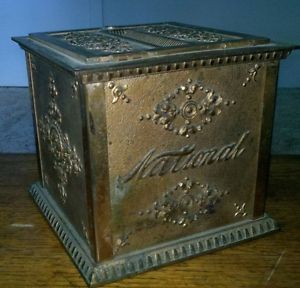 Antique National Cash Register Receipt Box Brass and Glass