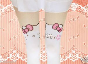 Kitty Paw Knee High Tattoo Tights Pantyhose Harajuku Kera Cute Thigh Kitten Cat