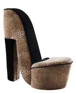 Kings Brand Leopard Design Fabric High Heel Accent Shoe Chair New