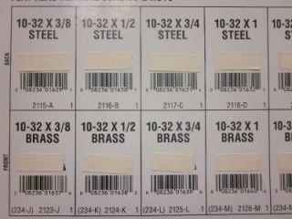 Assorted 10 32 Steel Brass Flat Head Machine Screw Nut
