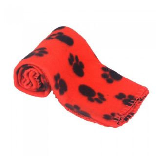 Pet Dog Cat Blanket Paw Prints Soft Fleece Mat Bed Cover Blue Black Rose Red