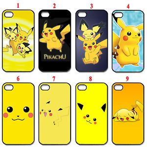 New Assorted Design Pokemon Pikachu Manga Fans Black Apple iPhone 4 4S Hard Case