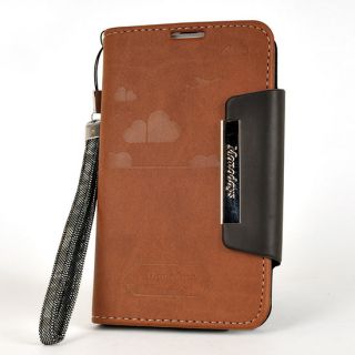 New Samsung Galaxy Note Brown Leather Case Cover Flip Clutch Stand Diary Wallet