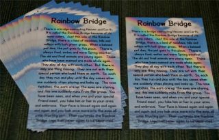 Rainbow Bridge Poem Pet Memorial Quantity 10 Cards
